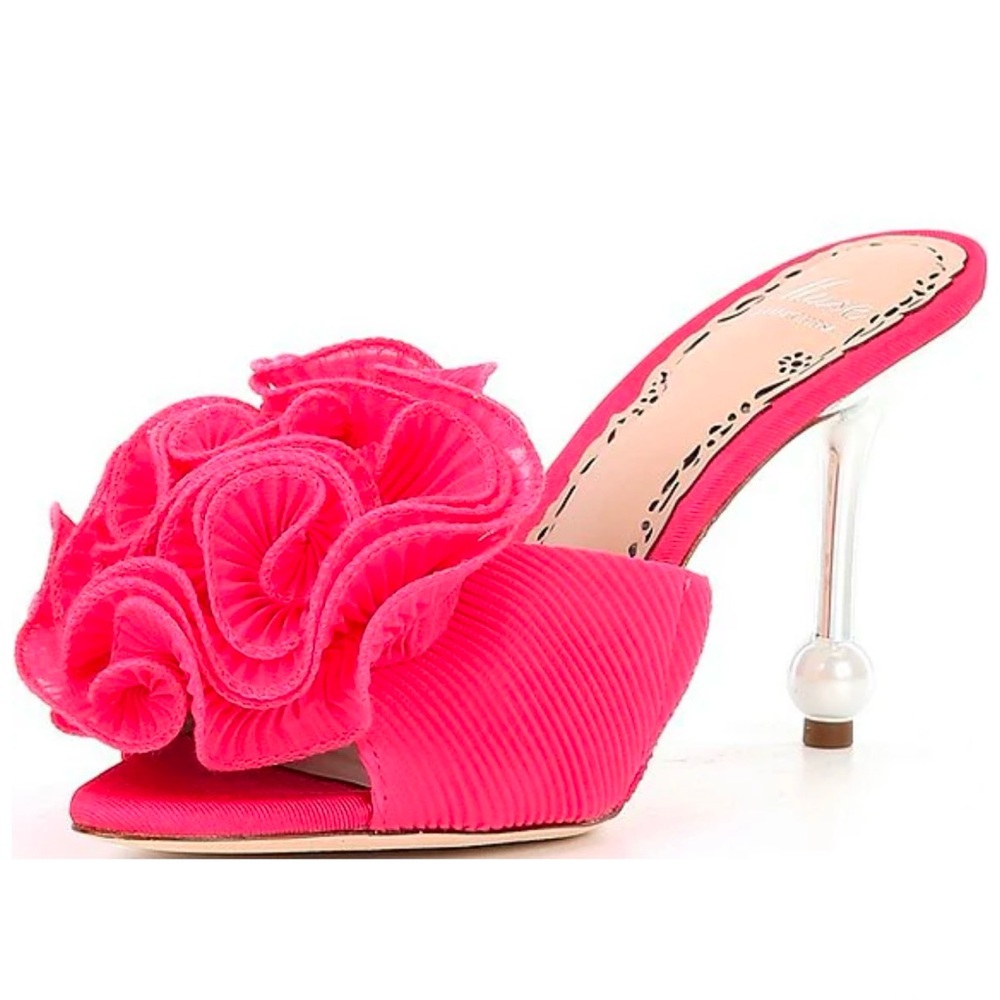Muse by Marchesa Vibrant Pink Heels with Floral Design. - Picture 2 of 9